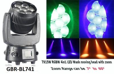 China Led Wash Moving Head lights 7pcs 15w with dmx512 intelligent lighting controller for sale