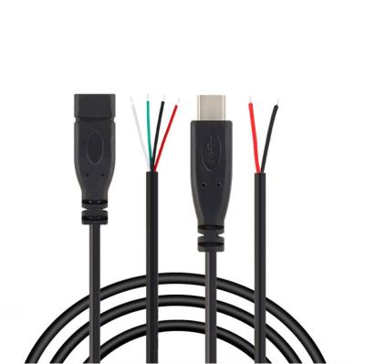 China Male /Female MP3/MP4 Player USB Type C to Single Type C2 Core 4 Core Charging Data Open End Cable End USB Cable for sale