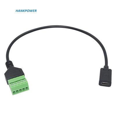 China Multifunctional Male/Female Type C to 5 Pin Solderless Bolt Screw Pluggable Terminal Connector Data Charging Extension Cable for sale