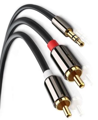 China 3.5mm to RCA Splitter Cable Gold Plated RCA to 3.5mm Stereo Jack Splitter Audio&Video Cable for sale