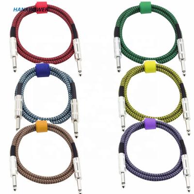 China Colorful Nylon Braided Electric Guitar Guitar Cable 6.35mm Male To TS Denoise Aux Audio Cable. cable 6.35 male for sale