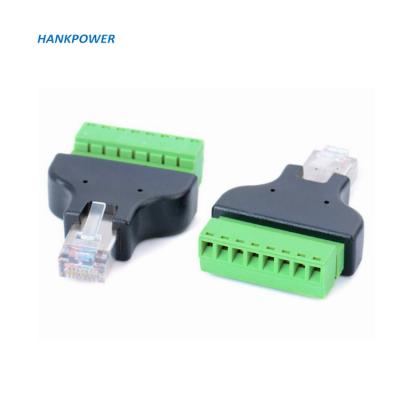 China Male Ethernet Network Adapter RJ45 Ethernet To AV Screw Terminal 8 Pin Block Converter Adapter For Digital DVR for sale