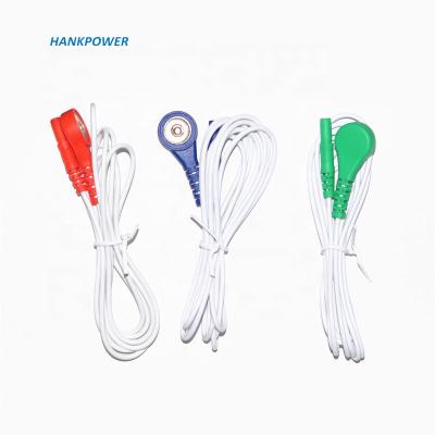 China PVC Customized Colorful Din 1.5mm Plug To 4.0mm Button Lead Wire Electrode ECG/EGG Snap Snap Cable for sale