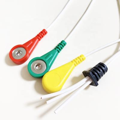 China PVC 3 Lead ECG Snap Snap Cable 4.0MM Button To Open End ECG Customized Medical Cable for sale