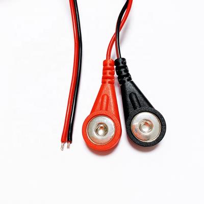 China PVC 2 Lead ECG Cable Red / Black Snap Button ECG Snap Electrode Cable 3.5MM For Massage Instrument for sale