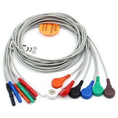 China Customize Available Customize Button Flexible Medical Snap Cable 3/5/7/10 Lead Snap Holter ECG EEG Cable for sale