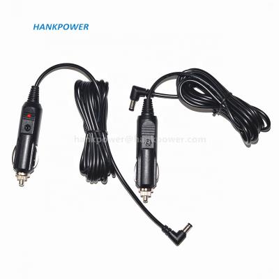 China New 12V 2A Car Cigarette Lighter China-chic 90 Male Plug To Degree Angle DC5521 Power Supply Cable With Fuse for sale