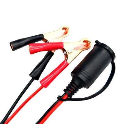 China Voltage Monitoring Car Cigarette Lighter Female Plug To 2 Clip Battery Cable Car Cigatette Lighter DC Cable for sale