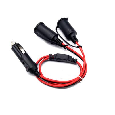 China One Amplifier Car Cigarette Lighter Male To Female Plug 2 Cigarette Lighter DC Extension Cable With LED Indicator for sale