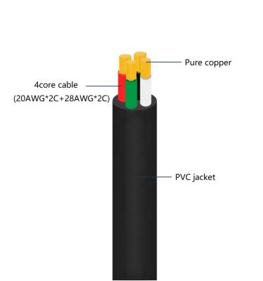 China High Power 4core Data Cable 20AWG*2C+28AWG*1P Overhead Data Charging Cable Wire for sale