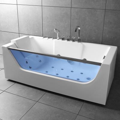 China Whirlpool Freestanding Bathtub Fashion Acrylic Massage Bathtub With Glass for sale