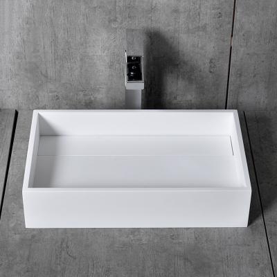 China CASINO Easy Clean Wash Basin Solid Resin Stone Outdoor Sink Pull Down Pure White Basin Bathroom Sink For Project for sale