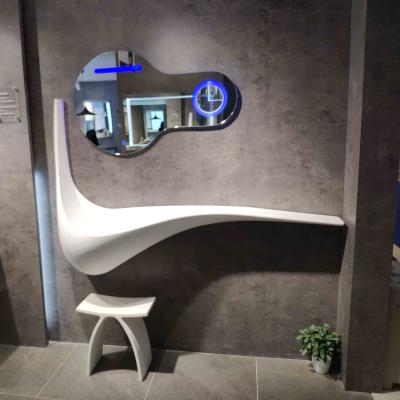 China Easy Clean Solid Outdoor Stone Bathroom Sink Resin Wash Basin Wall Hung Wash Basin For Bath Basin for sale