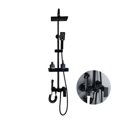 China With Sliding Bar Hot Sale Black Shower Factory Bathroom Shower Set Wall Mounted Bath Mixer Head for sale