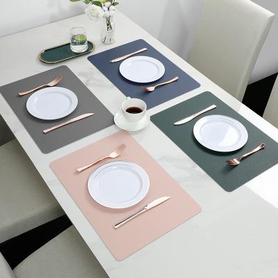 China Sustainable Set Of Two Direct Price Two Sides Place Mat Pu Synthetic Waterproof Dining Pu Faux Leather Placemats for sale