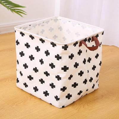 China Sustainable Wholesale Nordic Stackable Black And White Fabric Fashionable Laundry Hamper Cotton Storage Basket for sale