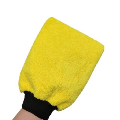 China Car Wash Car Cleaning Glove With Microfiber Coral Car Glove Wash Absorption Dinner Stacks Clean Gloves for sale