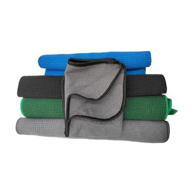 China Wholesale Hot Selling Simple Gray Blue Color Waffle Microfiber Car Drying Towel for sale