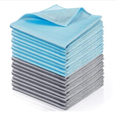 China 12 PACK Microfiber Cleaning Cloth Child Safe Glass Towel For Window Mirror Bathroom Kitchen for sale