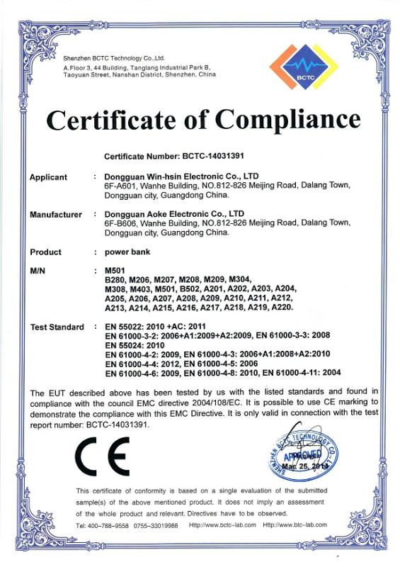 CE - Dongguan Win-Hsin Electronic Co., Ltd.