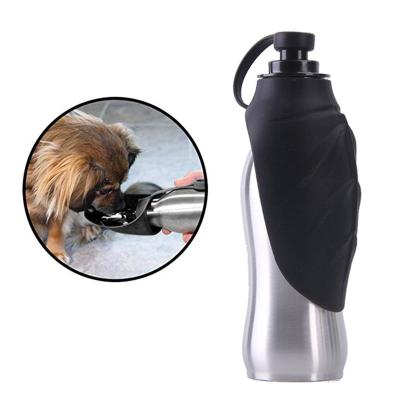 China Leak Proof Large Capacity 600Ml Stainless Steel Pet Viable Water Bottle With Silicone Lid for sale