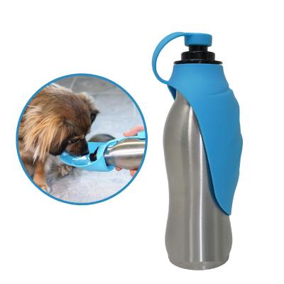 China 20oz Stainless Steel Viable Dog Shape Leaf OEM Drinking Water Bottle For Large Medium Small Pets for sale