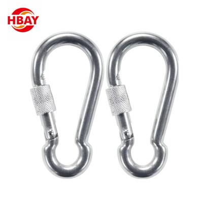 China Heavy Industry Factory Safety Buckle Squash Spring Hook Key Chain Carabiner Stainless Steel for sale