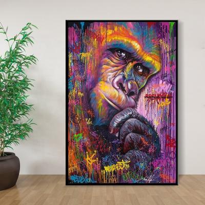 China Gorillas Thinging Post Picture Frames Modern Wall Mounted Painting Indoor Home Decoration for sale