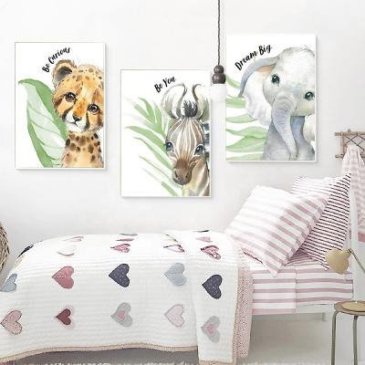 China Custom Order Wholesale HD Modern Wild Animals Modern Poster Nordic Watercolor Painting Canvas for sale