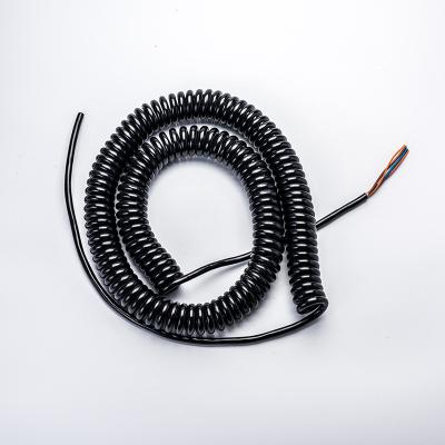 China Construction Black Electrical 28AWG 2 Core Shielded Coil Spring Wire Spiral Power Cable for sale