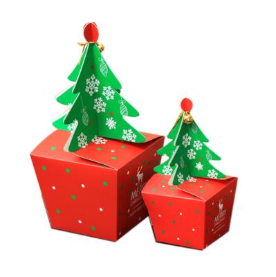 China Eco-Friend DIY Christmas Tree Color Box Candy Gift Cookie Box Creative Christmas Eve Paper Boxes for sale