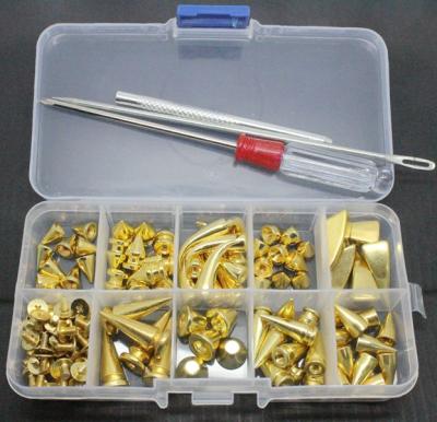 China 85set/box Gold Silver Nickel Free Metal Punk Spike Spike Screw Rivets Studs DIY Crafts Leather Belt Watch Band Head Rivets Spike Kit Set for sale