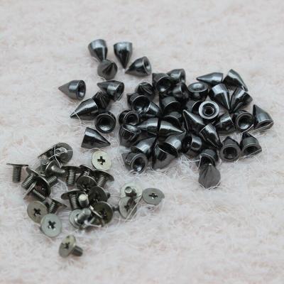 China 1000set/bag 7X9.5mm Cone Studs And Spikes Screwback DIY Craft Punk Garment Nickel Free Silver Rivets For Clothes/Bag/Shoes/Leather for sale