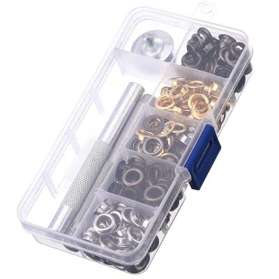 China 200set/Box Nickel Free Brass Grommets Eyelets Gasket Starter Kit 4mm 5mm 6mm For Leather Crafts With 3 DIY Repair Tools for sale