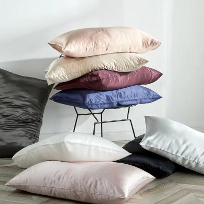 China 2022 popular anti-static 100% mulberry 16mm silk pillowcase with zipper double side hidden sleeping silk pillowcases for sale