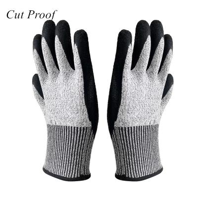 China Abrasion Resistant Mechanical Work Gloves Anti Cut HPPE Knit Ply Latex Palm Coated Safety Heavy Duty Cut Resistant Gloves for sale