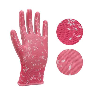 China Breathable Abrasion Resistance / Waterproof Washable Custom Nitrile Coated Garden Gloves Water Proof Garden Gloves For Women for sale