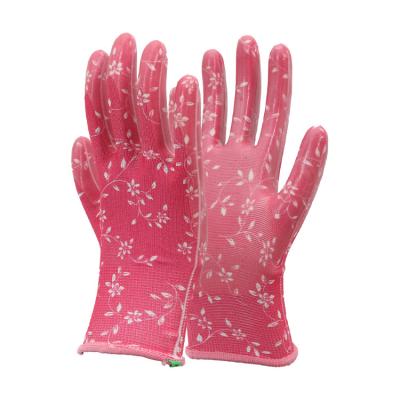 China Breathable Abrasion Resistance / Waterproof Breathable Nitrile Coated Women Working Gloves Gardening Gloves For Women for sale