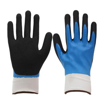 China Abrasion Resistance Nitrile Dipped Foam Palm Coated Firm Grip Mens Mechanic Work Gloves for sale