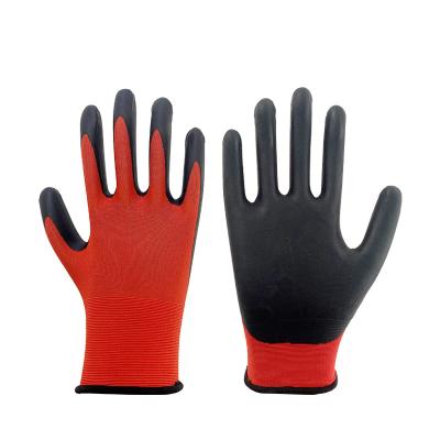 China Wholesale Abrasion Resistance Waterproof Safety Gloves Industrial Working Logo Mechanic Garden Hand Safety Custom Nitrile Coated Gloves for sale