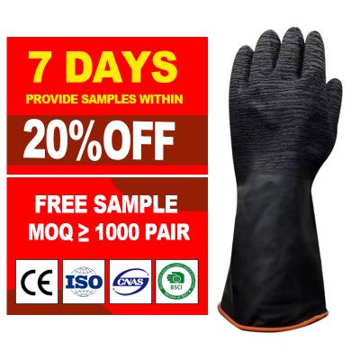 China Long Large Black Acid Resistant Rubber Gloves Chemical Resistant Household Work Safety Latex Glove for sale