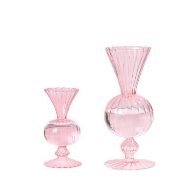 China Home Decor Art Decor Striped Glass Vase Crystal Table Flower Rose European Bronze Vase for Wedding for sale