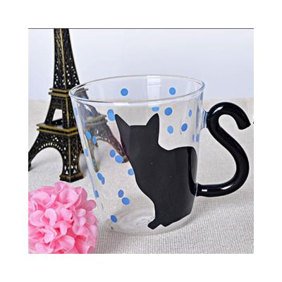 China Double Wall Wholesale Viable Cat Shape Coffee Glass Cup Cute Bulk for sale