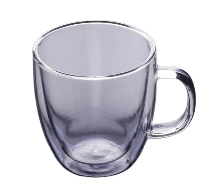 China 2021 Modern Factory Direct Double Borosilicate Glass Wall Glass Transparent Coffee Mug With Handle for sale