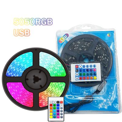 China Waterproof Color 5M USB Multi-Connector 5V 5050 RGB 24 Key 30 Lights / Meter Flexible Remote Control LED Strip Set for sale