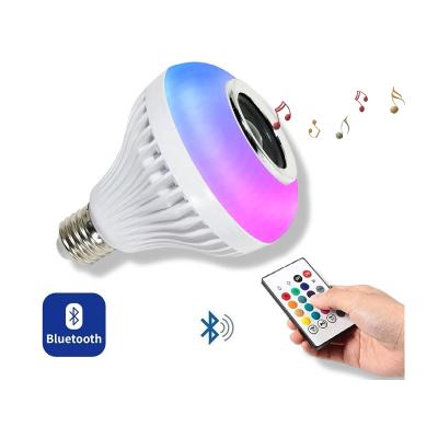 China Residential colorful E27 RGB speaker smart remote control bulb led wireless blutooth music light bulb for sale