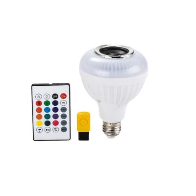 China Residential RGB Color LED Light Bulb Control E27 Wireless Smart Music Speaker Sound Light for sale