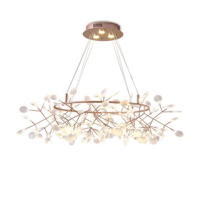 China Residential Nordic creative led postmodern firefly chandelier art personality villa dining room branch leaf chandelier for sale