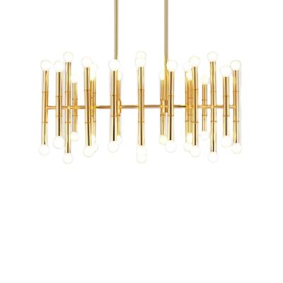 China Residential Nordic Creative Bamboo Restaurant Postmodern Minimalist Hotel Living Room Lamp Festival Aluminum Tube Bamboo Chandelier for sale