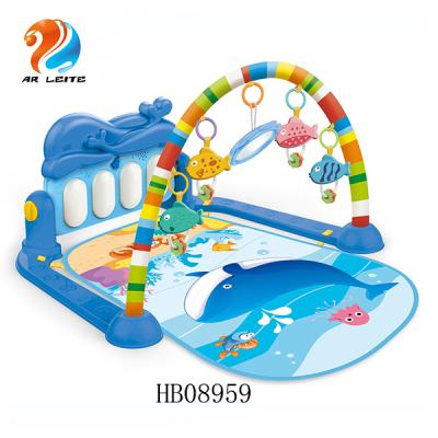 China Hot Funny Soft Music Style Baby Play Gym Mat Fitness Rack Kids Activity Piano Keyboard Mat Baby Play Gym Mat With Toys for sale